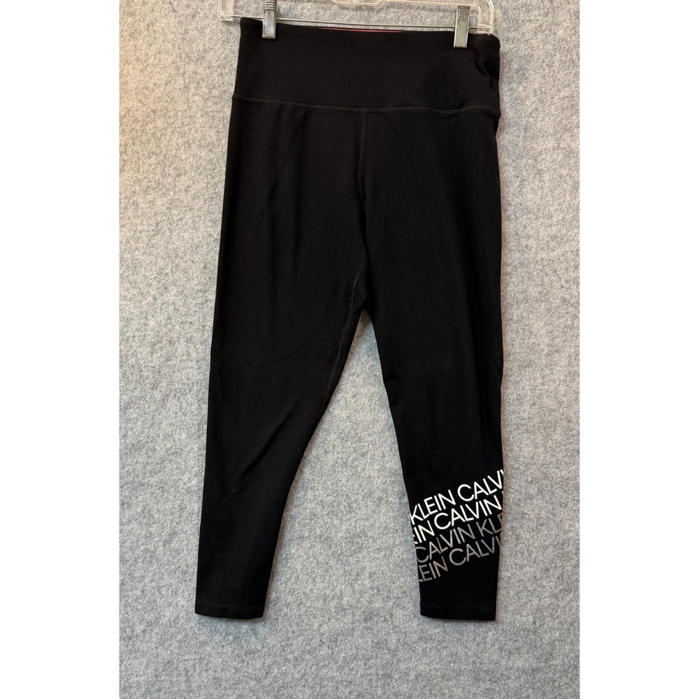 Calvin Klein Performance Womens Black Logo Graphic Stretch Leggings Size M
